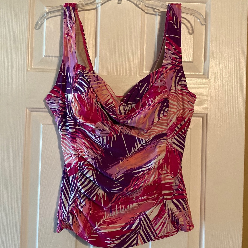Pink multi floral tankini